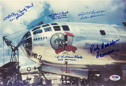 B-29 Full House Aircraft Signed Print with 5 Crew Member Signatures (PSA/DNA)